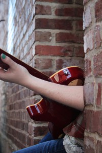 Playing guitar